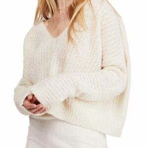 Free People Cozy Cream Knit Sweater
